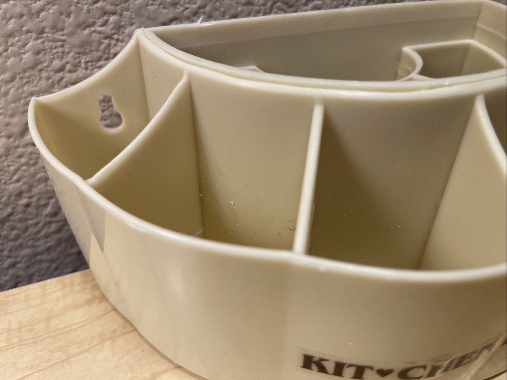 Vintage Kitchen Kaboodle Organizer Wall Mountable Half Circle Plastic Pockets