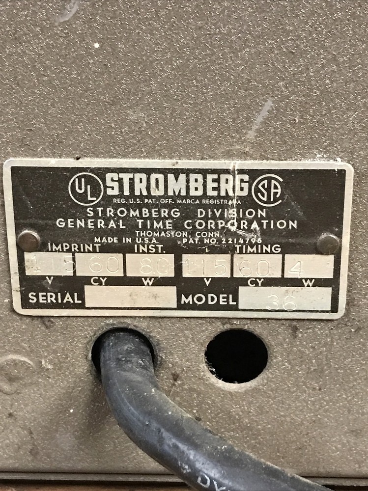 Vintage Stromberg Time clock