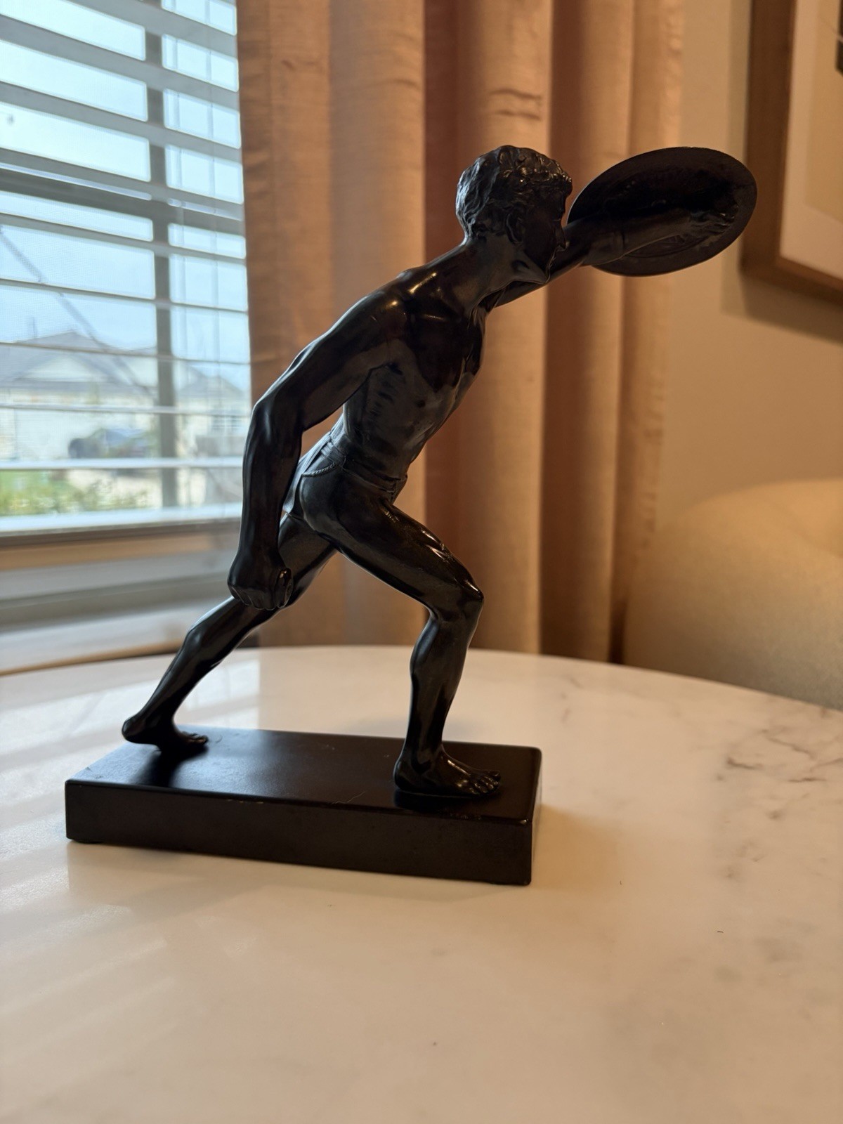 Antique Art Deco Male Athlete Statue | Bronze-Finish Spelter | c. 1930s