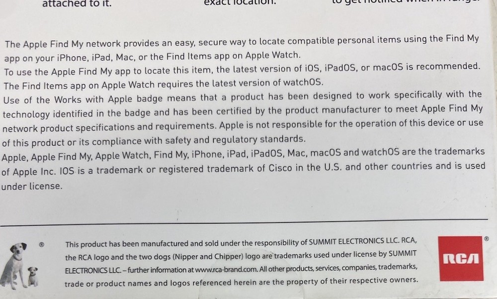 2-Pack: RCA Apple Compatible Bluetooth Trackers Untested