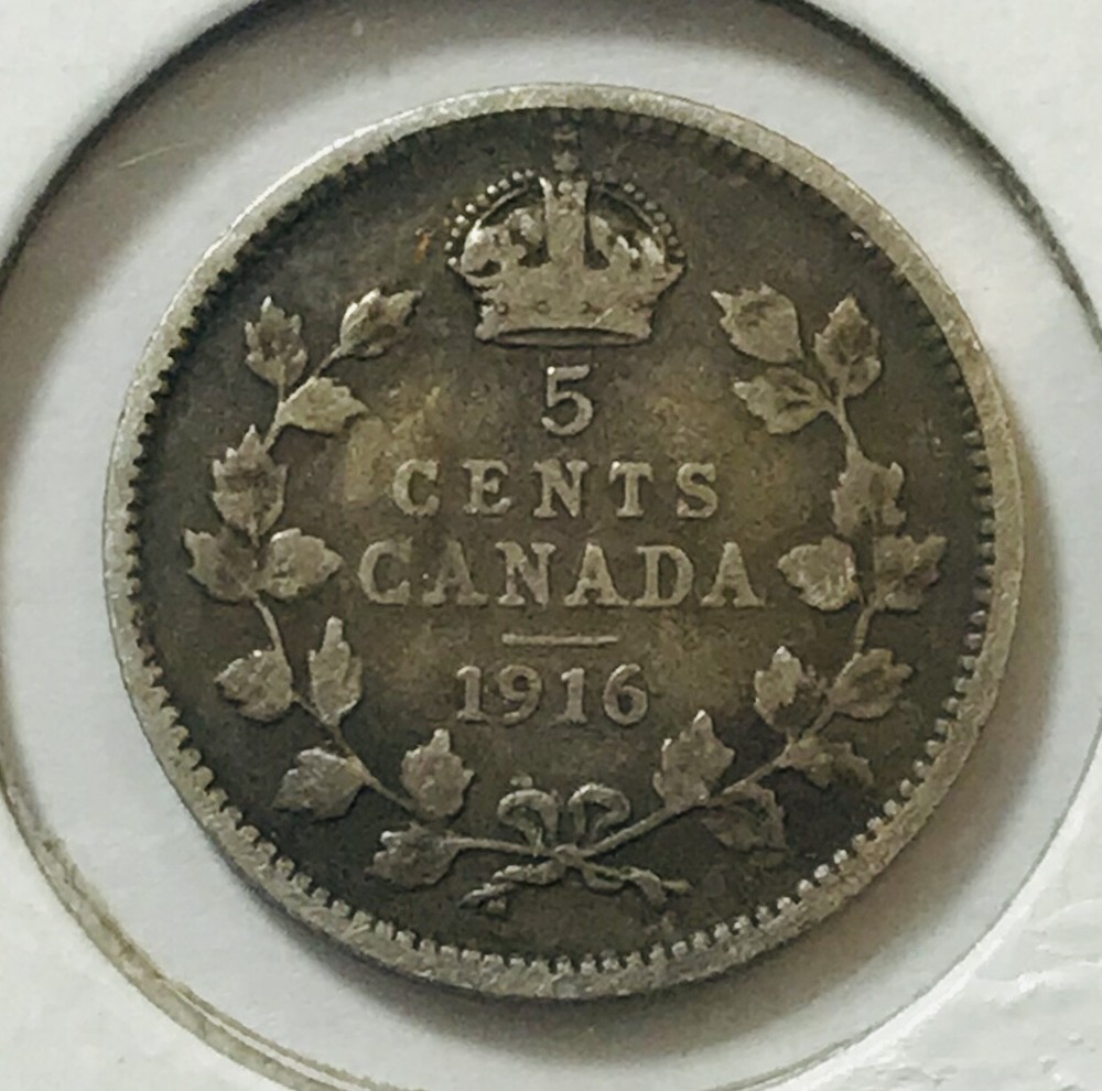 CANADA - George V - Five Cents - 1916 - Km-22 - Tiny Silver Coin