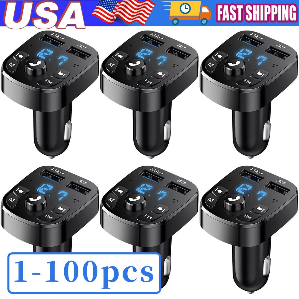 Bluetooth 5.0 Car Wireless FM Transmitter Adapter 2USB PD Charger Hands-Free Lot
