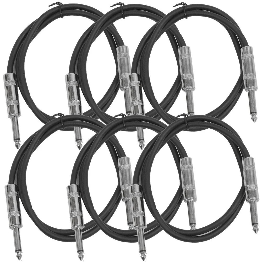 SASTSX2 6 Pack Black 2ft TS Patch Cables