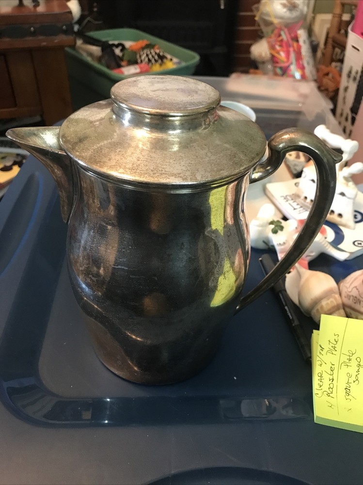 Vintage H S  Silver On Copper Water Pitcher