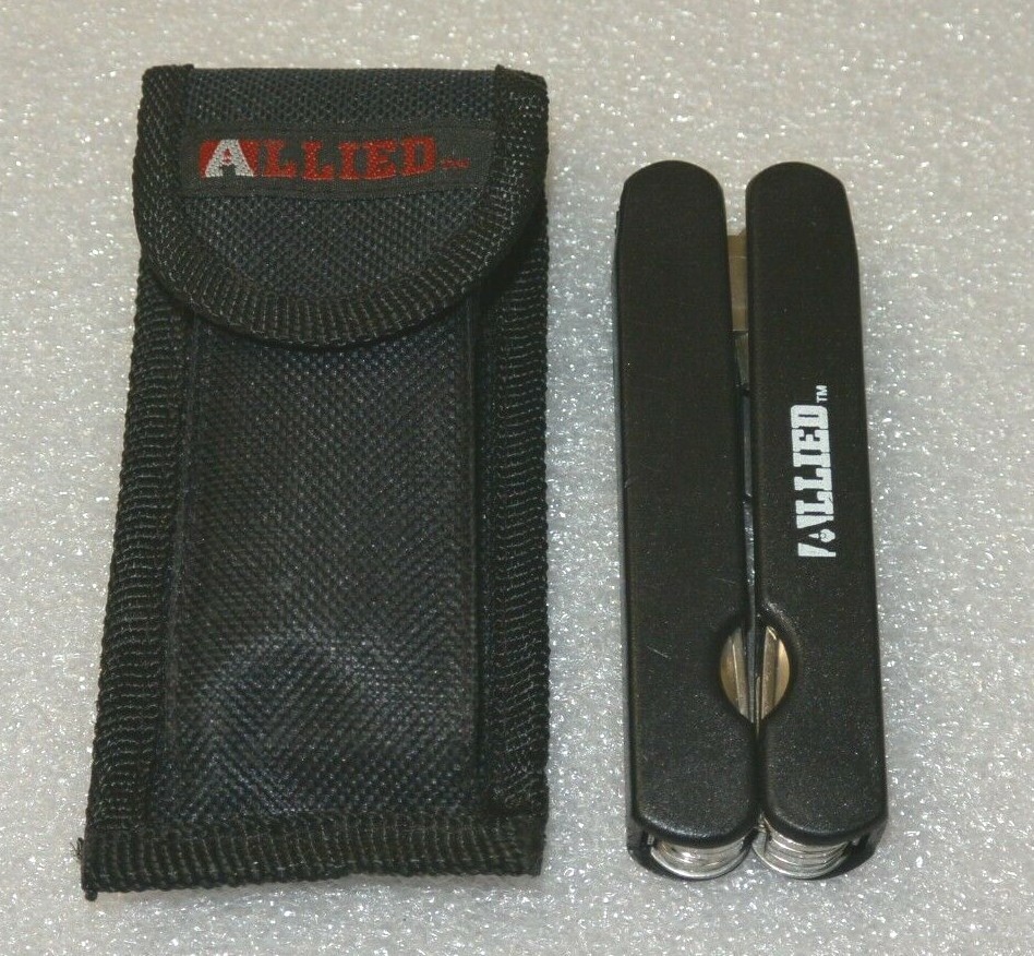 Allied Pocket Knife Multi Function Folding Tool & Pouch: Pliers, Knife, Saw