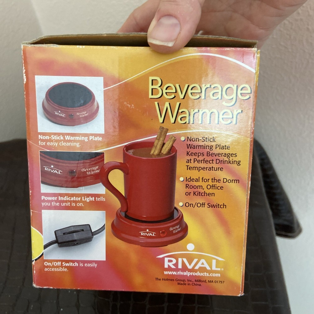 Rival Beverage Warmer Coffee Tea Warming Plate Ceramic Mug Red Open Box