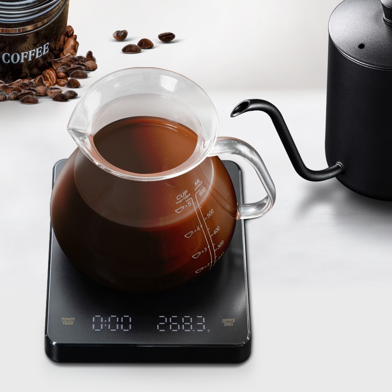 Digital Coffee Scale w/ Timer LED Display High Precision Rechargeable Portable