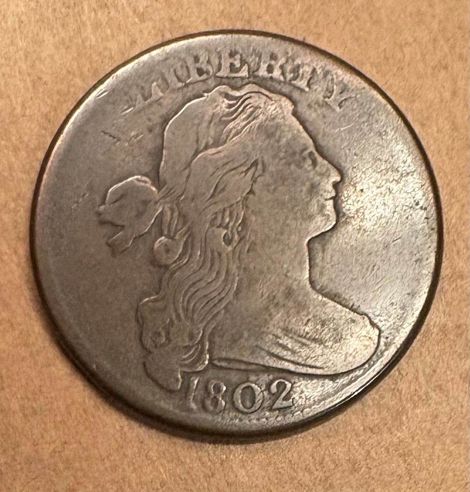 1802 Draped Bust Large Cent S-232 LDS Reverse Cud FINE