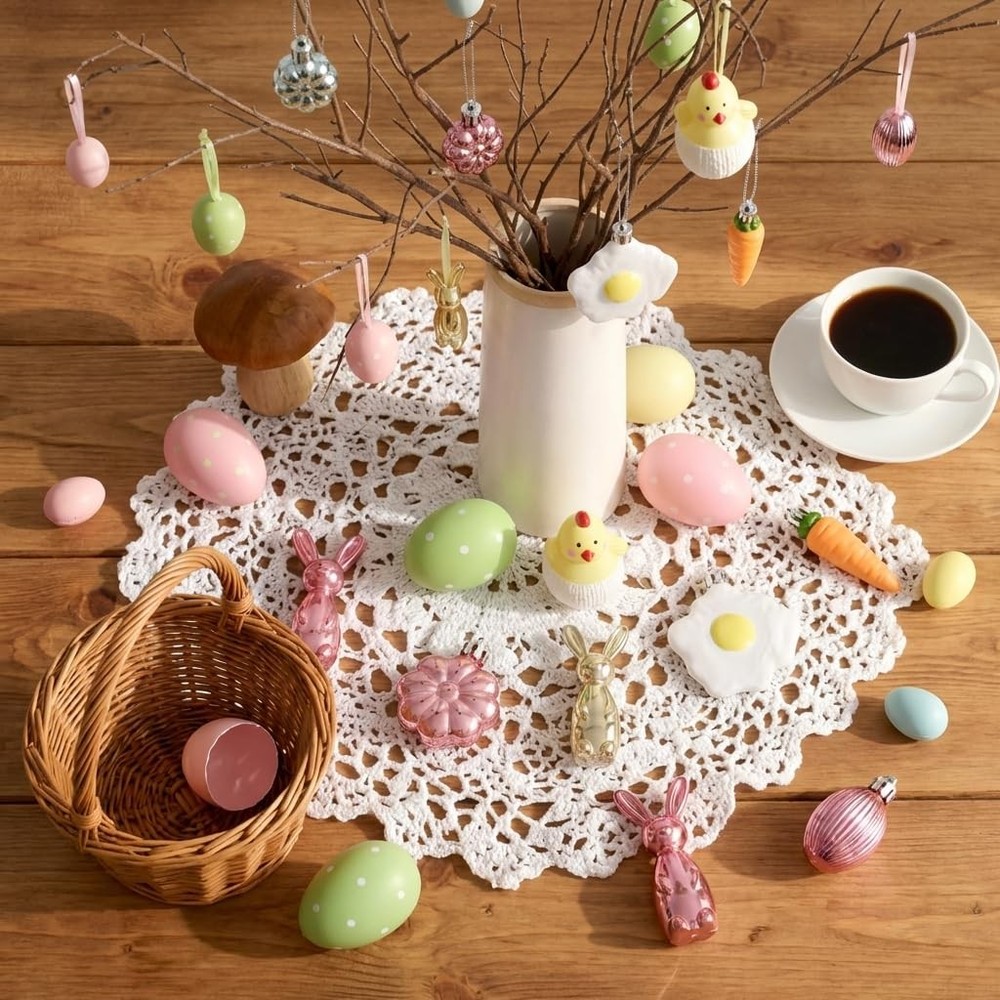 Easter Tree Decorations, 18ct Easter Eggs Ornaments for Basket, Shatterproof