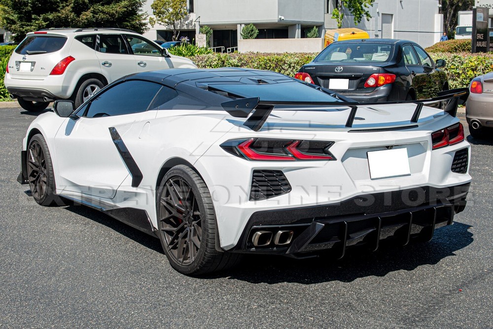 For 20-Up Corvette C8 Performance Style CARBON FLASH Rear Lower Diffuser Fin