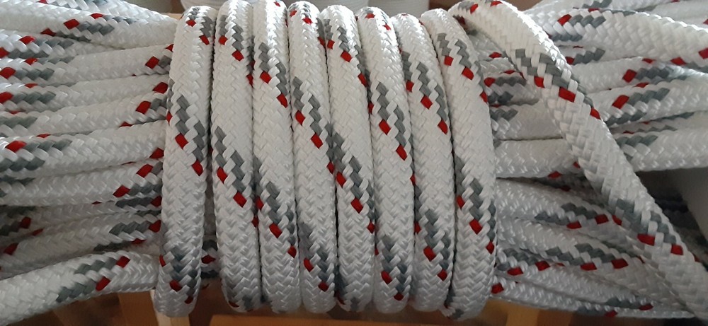 3/4” x 42 ft. Double Braid-Yacht Braid Polyester Rope hank w/ SS Thimble.