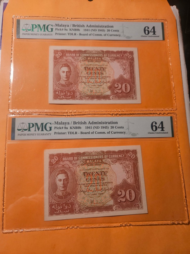 Malaya 2 banknotes UNC