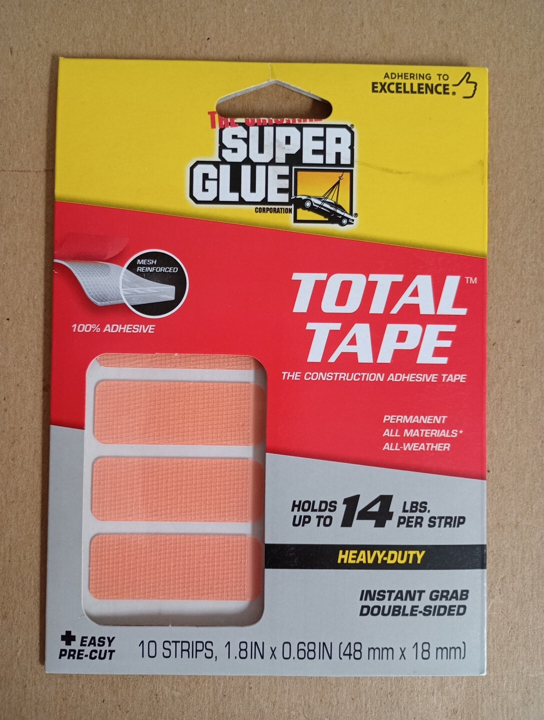 The Original 10 Super Glue 11710507 Double-Sided Mounting Tape 1.8x0.68in.