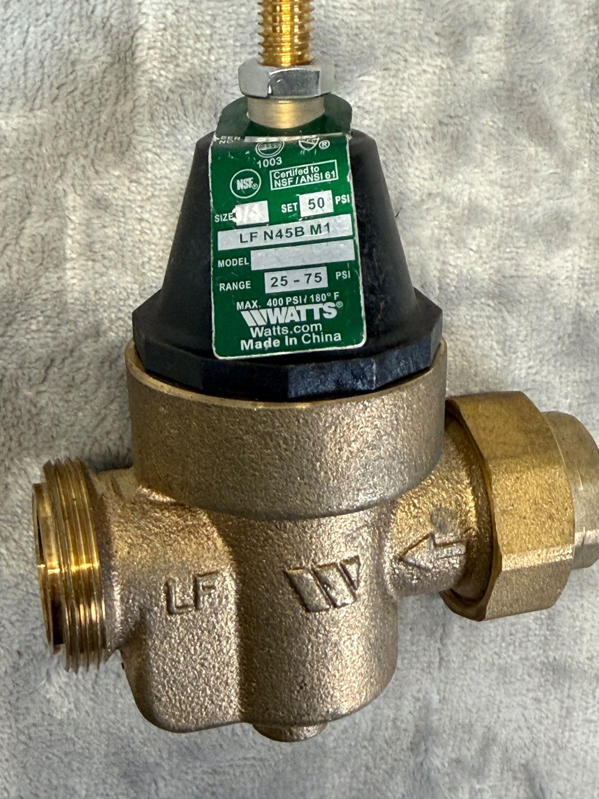 Watts 3/4 LFN45BM1 Valve, 3/4" Pressure Reducing with one union