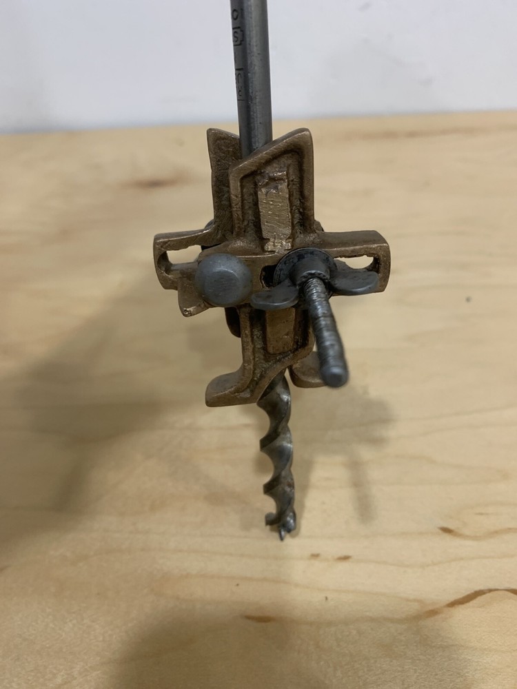 Vintage Stanley N0.49 Bronze Adjustable Auger Bit Gauge Solid Bronze.