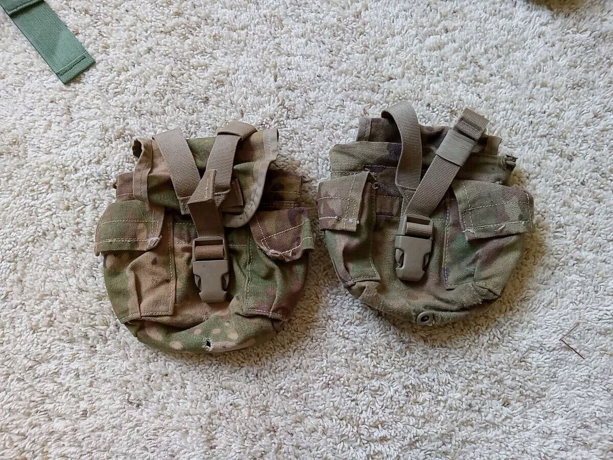 USGI Lot Of 2 OCP Multicam Molle Canteen Pouches (DEFECT / FOR REPAIR)