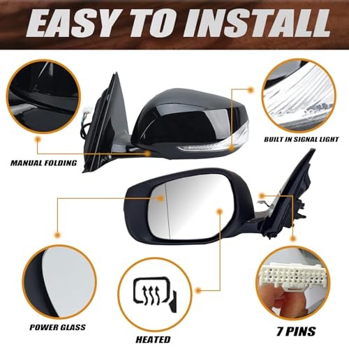 Driver Side Mirror Assembly Compatible with 2014-2021 7Pins-Driver Left Side