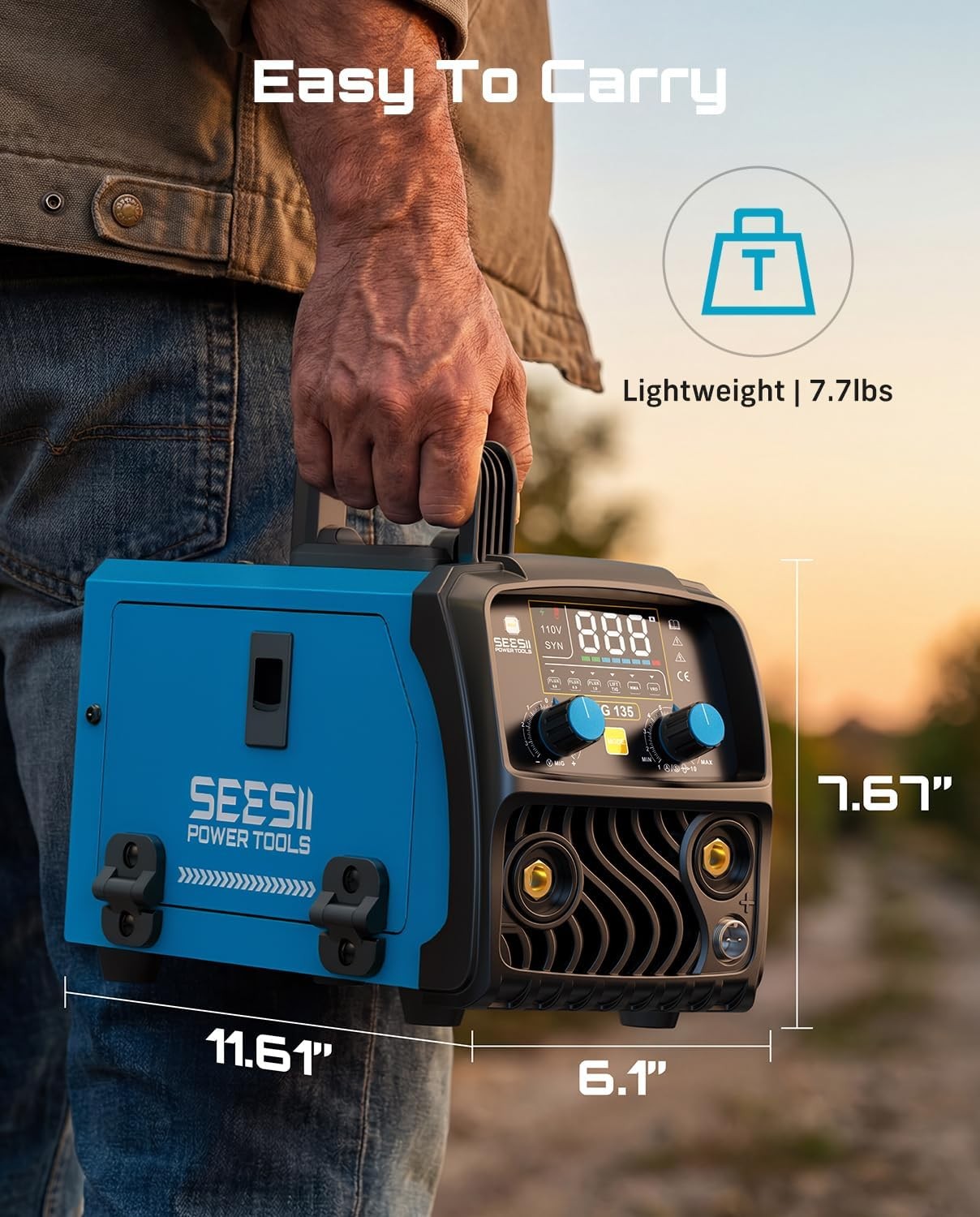 Seesii 135A MIG Welder -3-in-1 Gasless Flux Core/Lift TIG/Stick Welding Machine