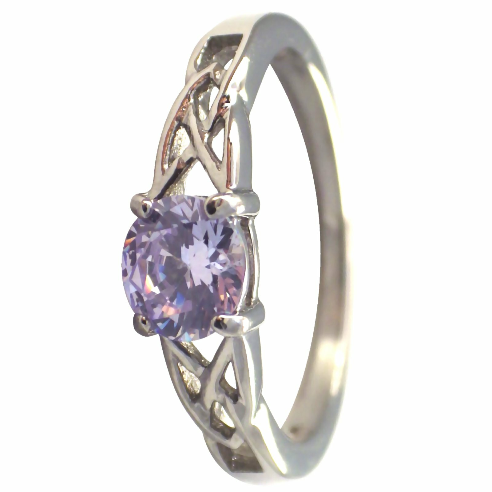Celtic June Birthstone Ring Purple Cubic Zirconia Handfasting Engagement Band