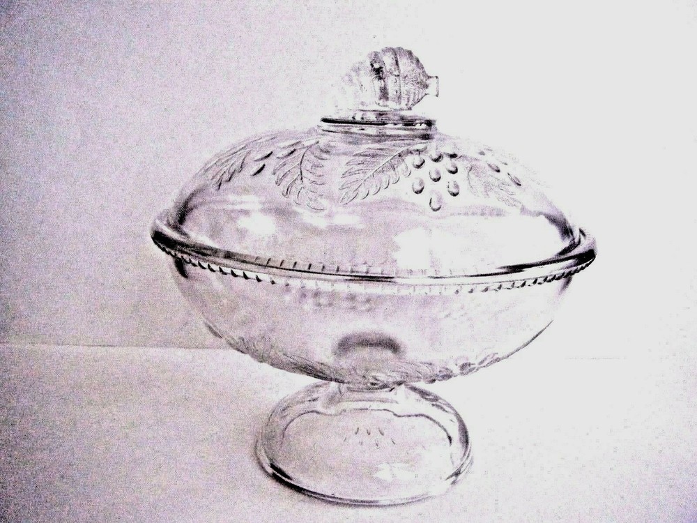 Barberry Pattern Glass 8" Covered Compote EAPG 1860's 1880's