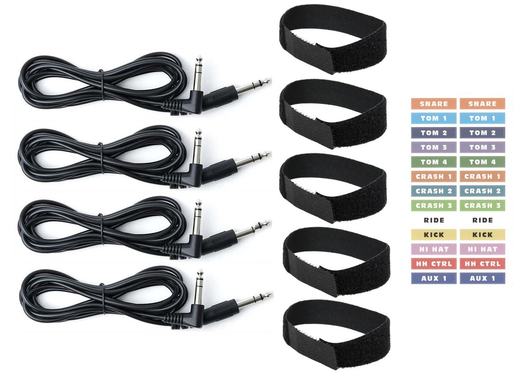 4 Cable Connection Kit for Alesis Strike Multipad Percussion Pad Aux Drums