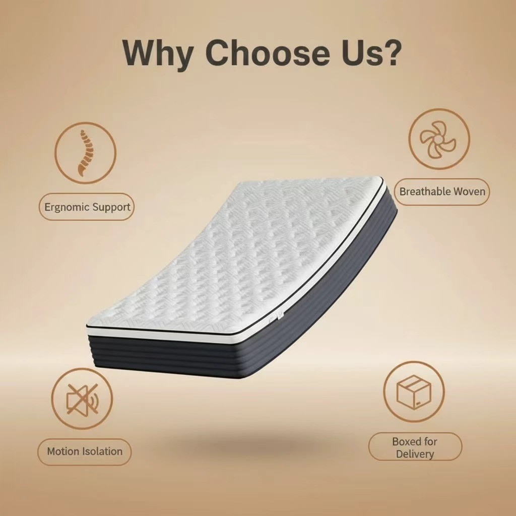 12" Queen Memory Foam Hybrid Mattress Medium Firm Bed in a Box Pressure Relief