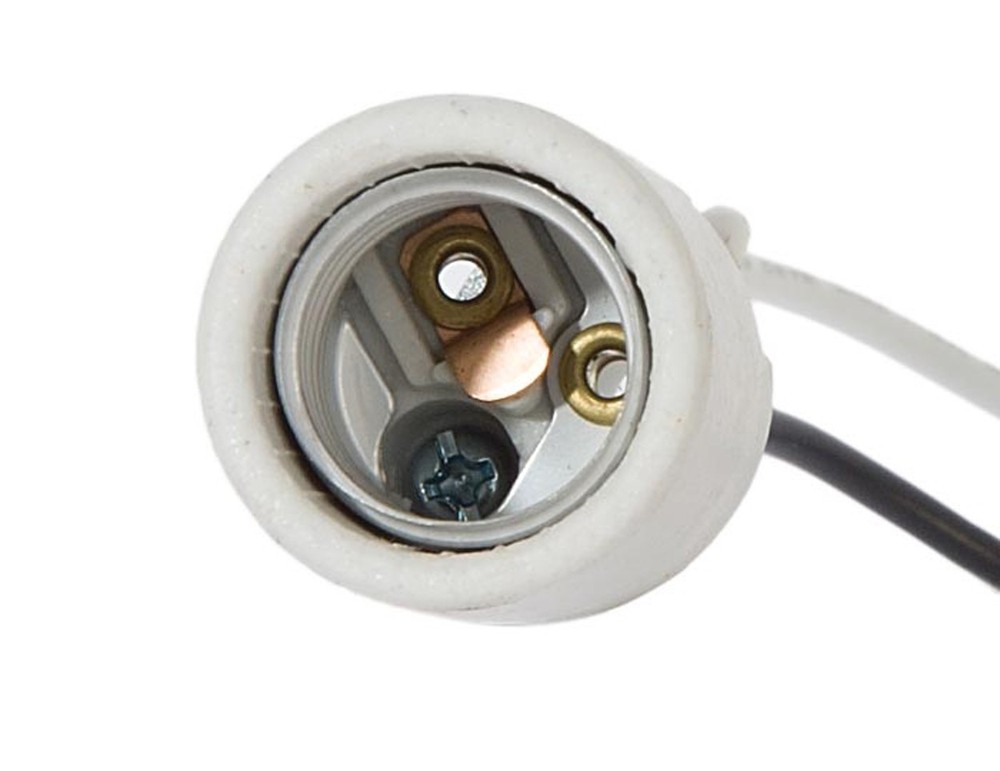B&P Lamp Intermediate Base E17 Keyless Unglazed Porcelain Socket with Wire