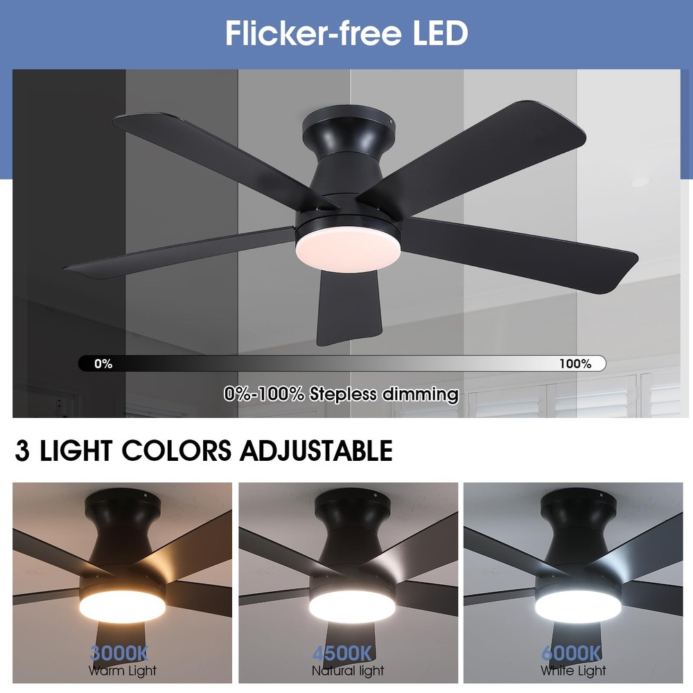 Goniyado 46" Ceiling Fan Light Remote Dimmable