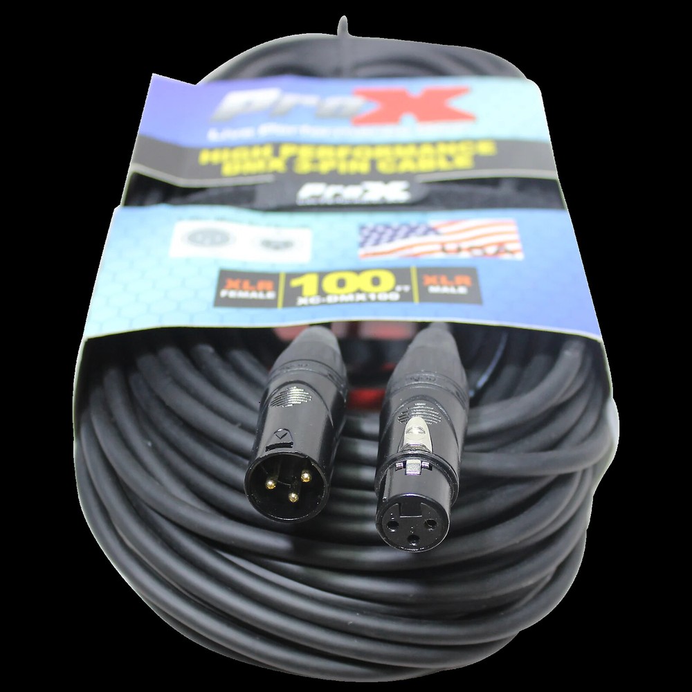 4 DMX Data Cables 3 Pin 100 ft High Performance Lighting DJ Pro Cable