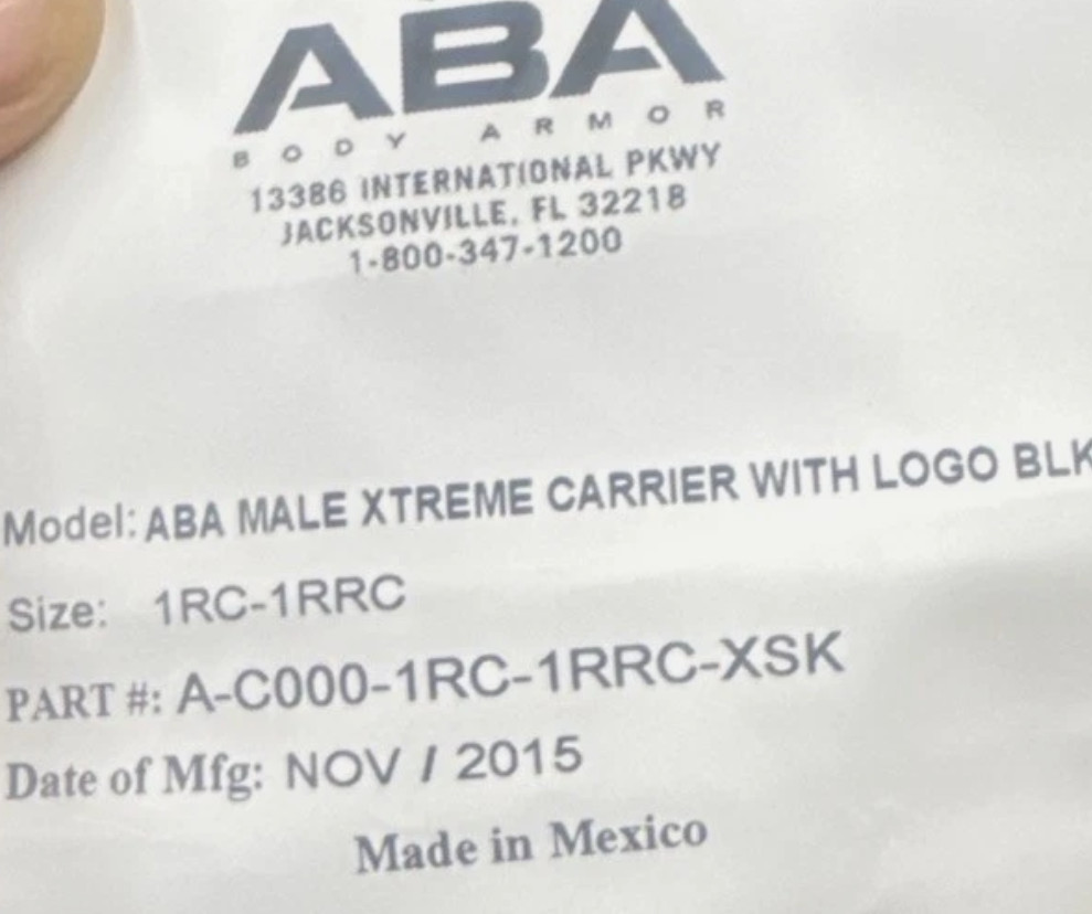 ABA Concealable Adjustable Xtreme Armor Carrier W/Logo Navy Ripstop tail -