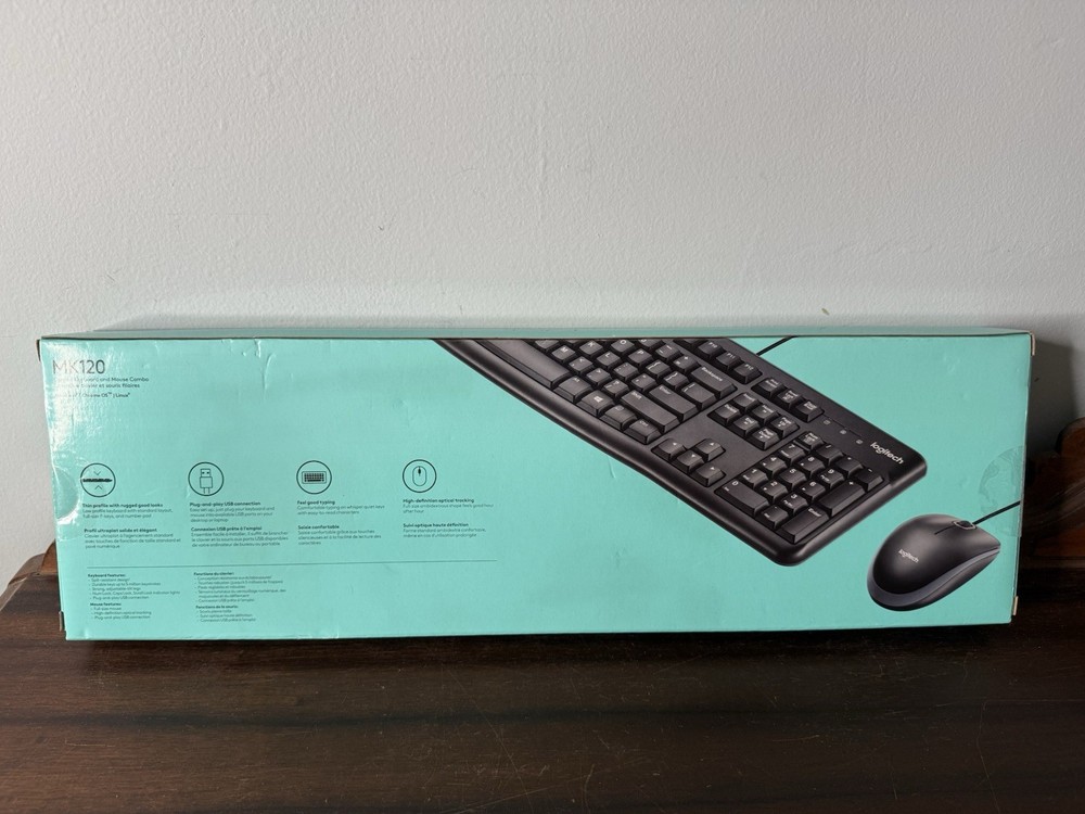NEW Logitech Desktop MK120 USB Wired Mouse & Keyboard Combo Comfortable PC & Mac
