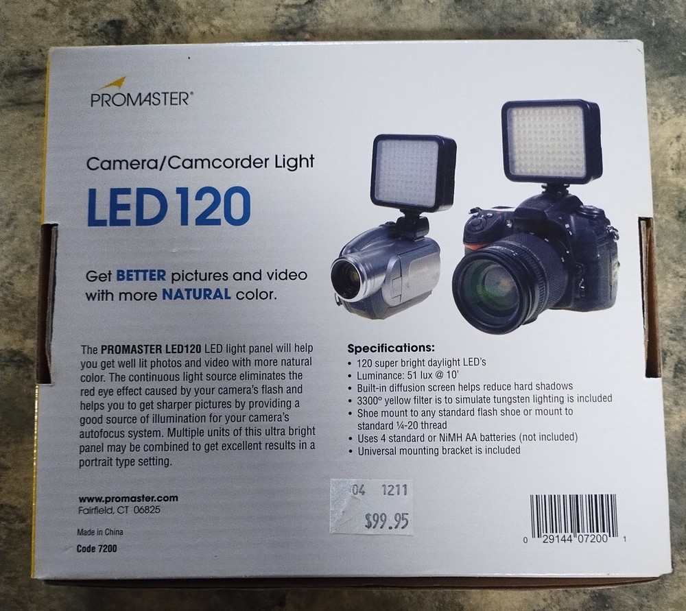 Promaster LED 120 Code 7200 Camera Camcorder Light