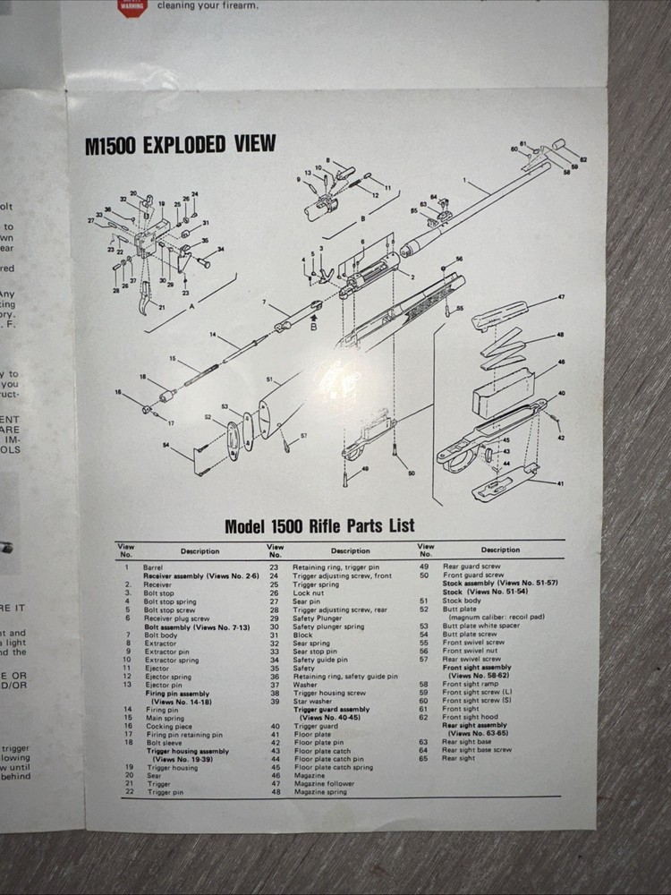 Mossberg Model 1500 Centerfire Bolt Action Manual Owners Guide