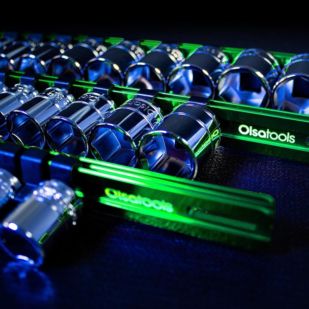 Green Aluminum Socket Organizer - 58 Sockets