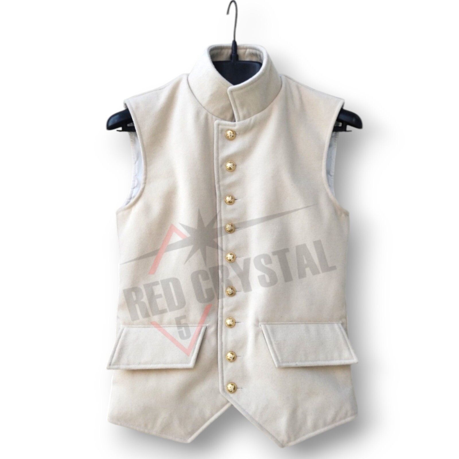 New Men's 18th Century Off White Waistcoat & Breaches British Revolutionary War