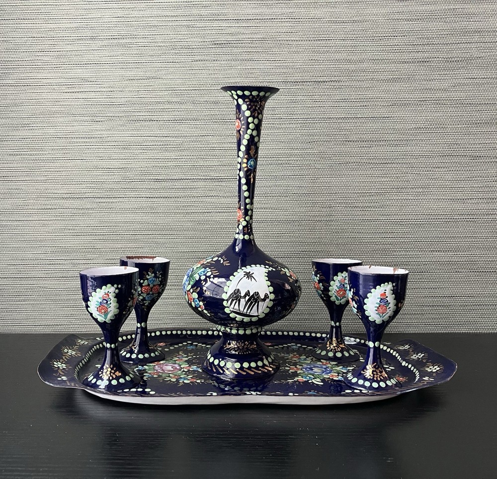 Vintage 6-piece Enameled Drinking Set