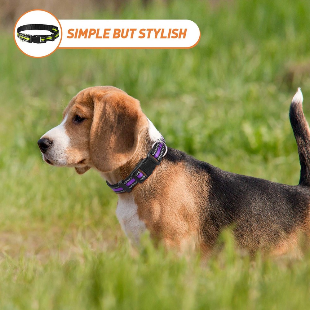 3 PCS Reflective Dog Collar Nylon Adjustable Quick Release Pet Medium Set