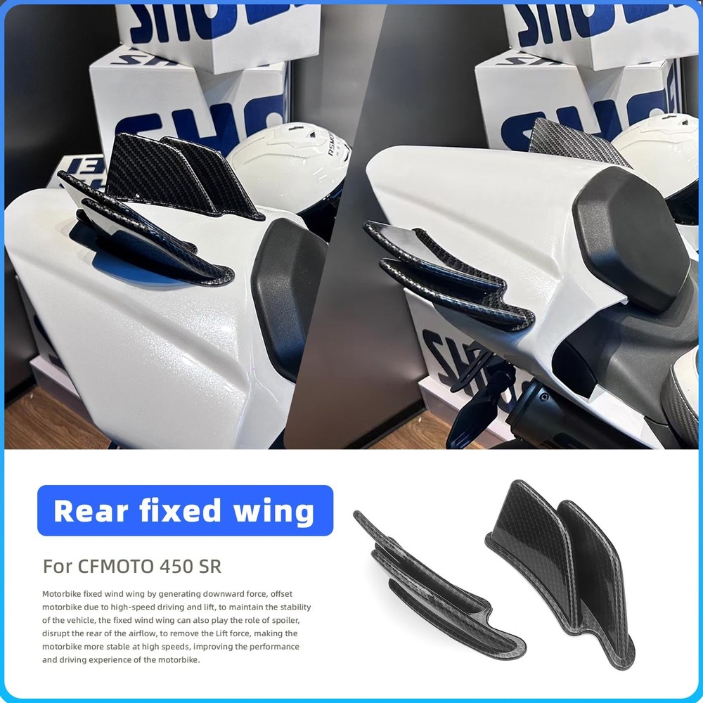 Vivid Black Motorcycle Rear Tail Fairing Wing Decos Spoiler Wings