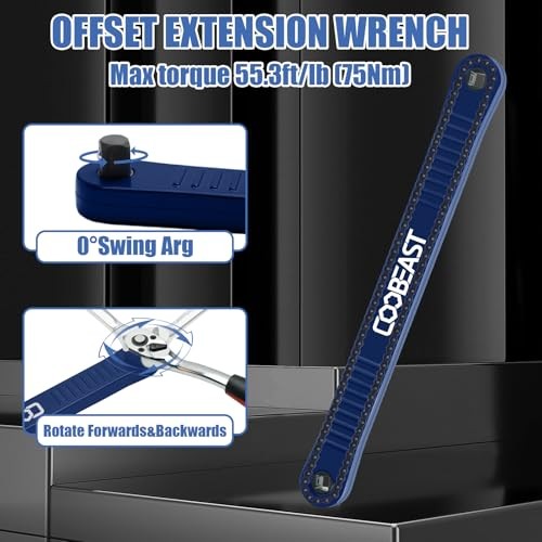 Offset Extension Wrench Impact Ready Socket Wrench Extender Tool Medium Blue