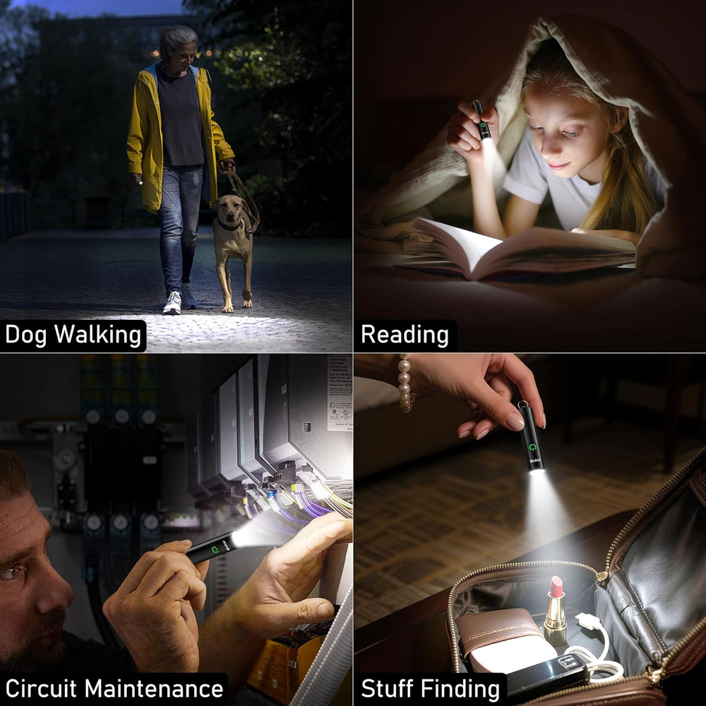 Rechargeable EDC Flashlight, 360L Mini Keychain Flash Light with 3 Lighting Mode