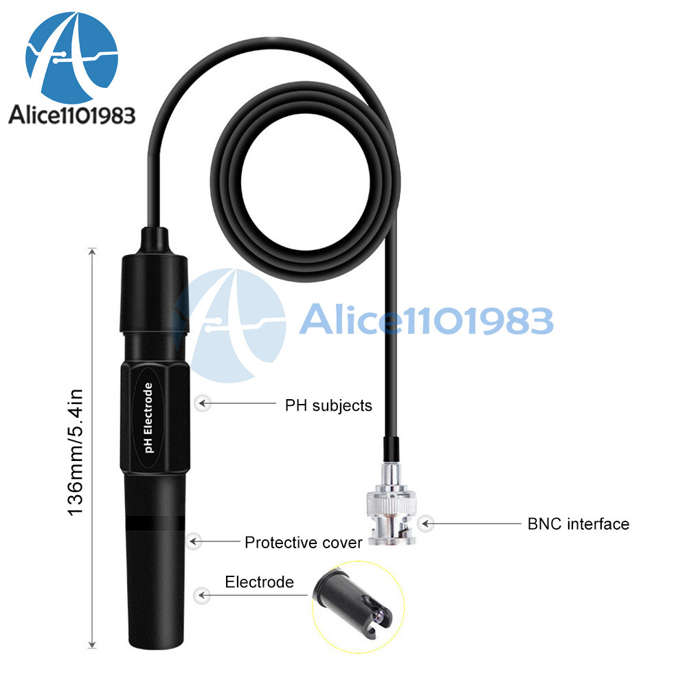 0~14pH Water Quality Analyzer PH online tester BNC Electrode probe Highprecision