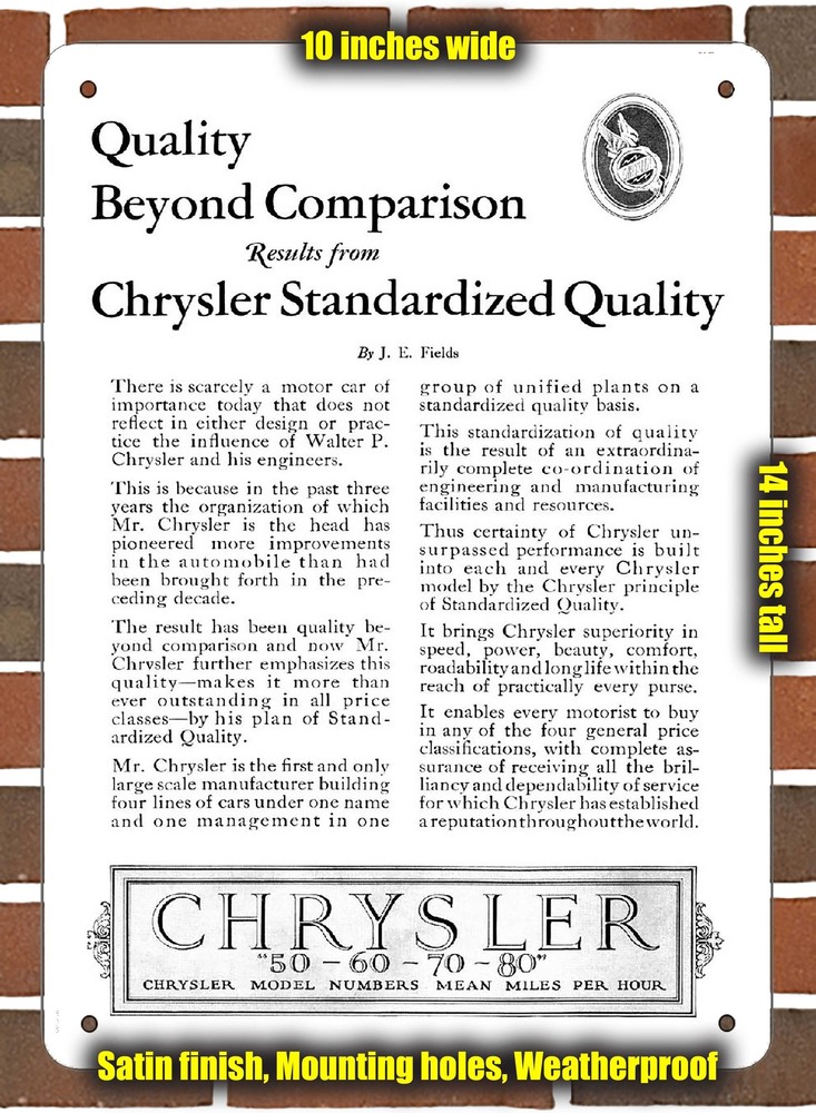 Metal Sign - 1927 Chrysler Vintage Ad 23