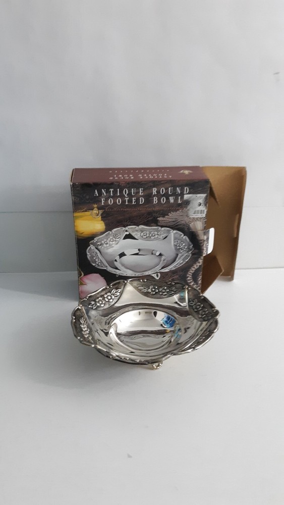 Antique Round Footed bowl Silver Plated