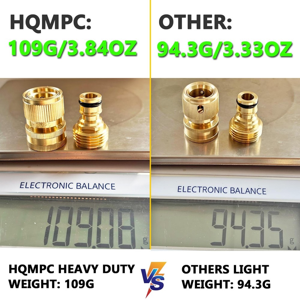 HQMPC Garden Hose Quick Connect Solid Brass Connector 2 Sets,