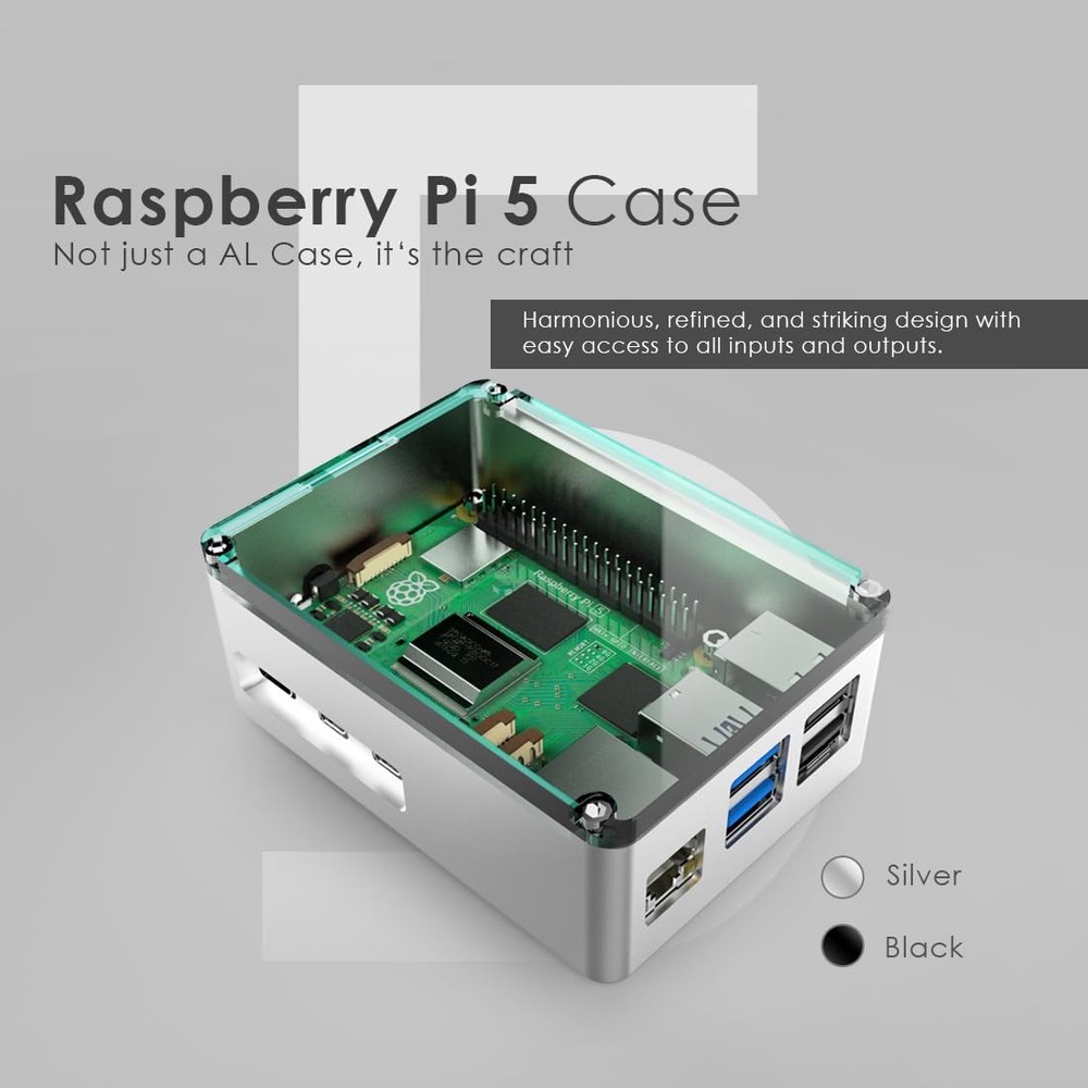 anidees Aluminum Pi Case Fits Raspberry Pi 5 Black AIPI5BB Replacement Tools