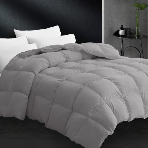 Size Feather Down Comforter - All Season Duvet Insert, Full Dark Grey