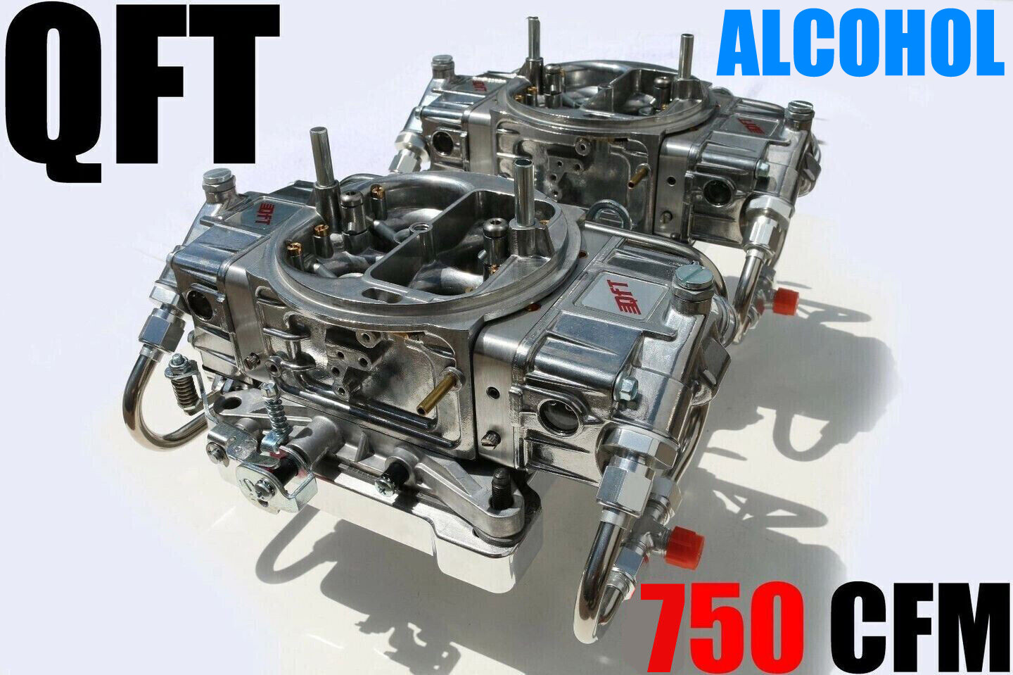 QUICK FUEL Q-750-2 TUNNEL RAM ALCOHOL 4150 FLANGE CARBS WITH FUEL LINES