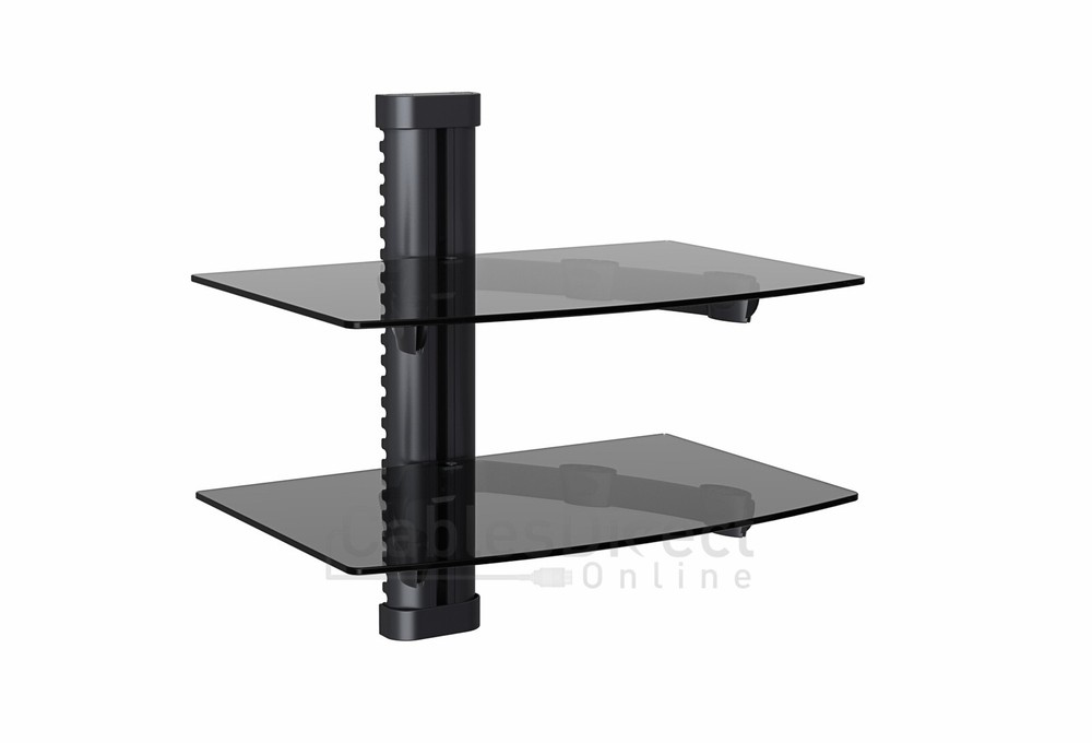 Adjustable Dual Shelf Wall Mount for TV Component Cable Box Consoles DVD Bracket