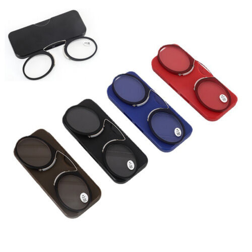 MINI Clip Nose Bridge Reading Glasses Portable Presbyopic Glasses With Case NEW