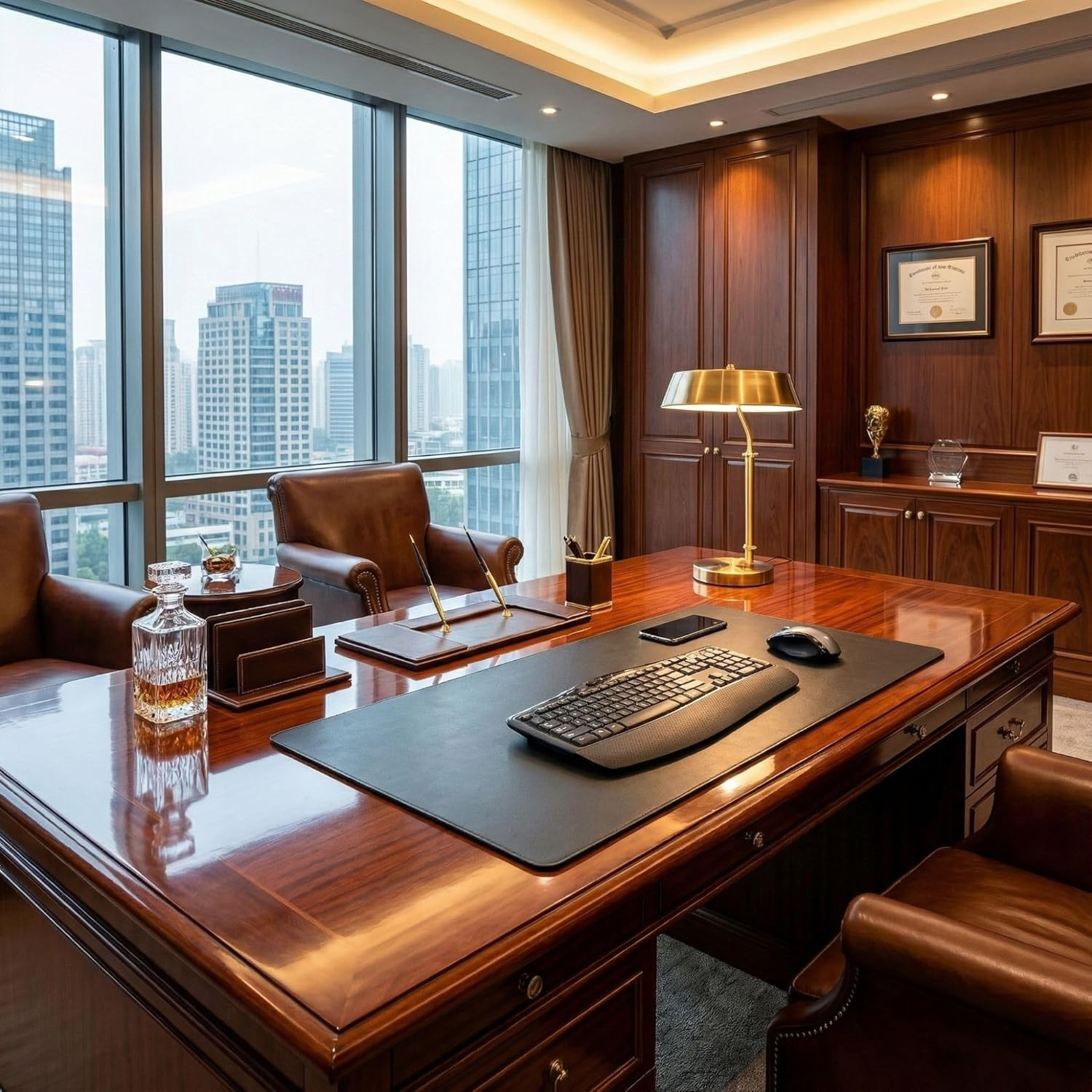 Black Leatherette 30" X 12.5" Keyboard/Mouse Desk Mat